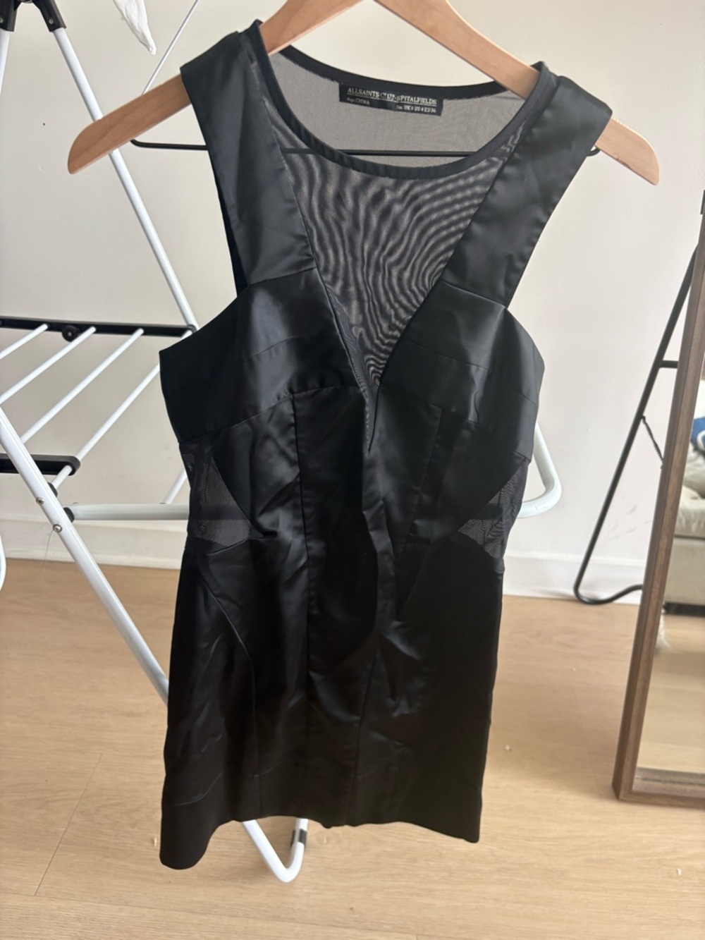 AllSaints Black Sheer Mesh Detail Dress